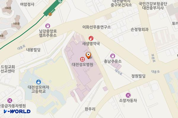 대전성모병원 타워주차장 4층 옥상 위치 지도 — 대전광역시 중구 대흥로 64