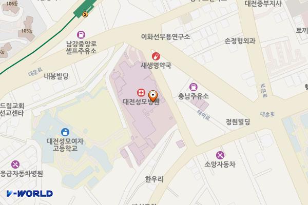 대전성모병원 장례식장 주차장 위치 지도 — 대전광역시 중구 대흥로 64