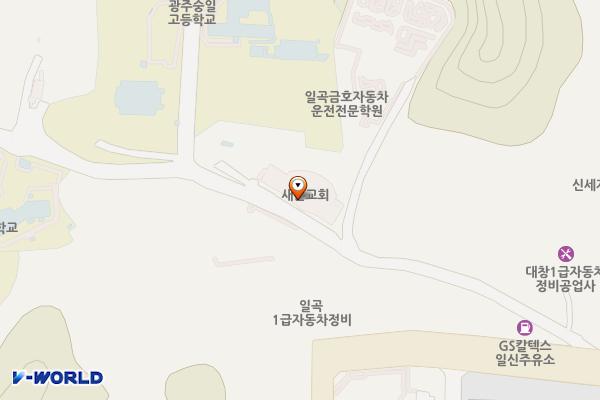 광주새순교회 교회 맞은편 비젼센터 앞 위치 지도 — 전남광주통합특별시 북구 모룡대길 34