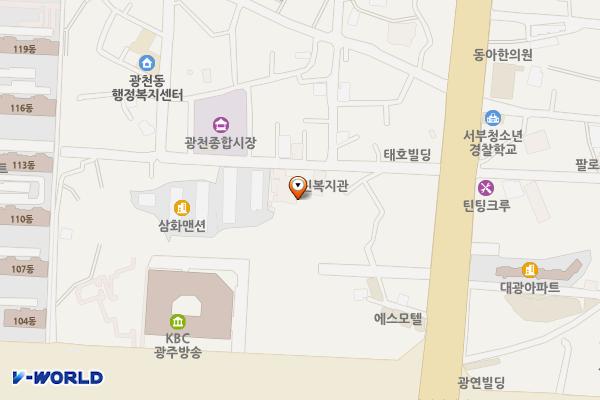 열린교회 건물 뒤 좌측 주차장 위치 지도 — 전남광주통합특별시 서구 죽봉대로111번길 15