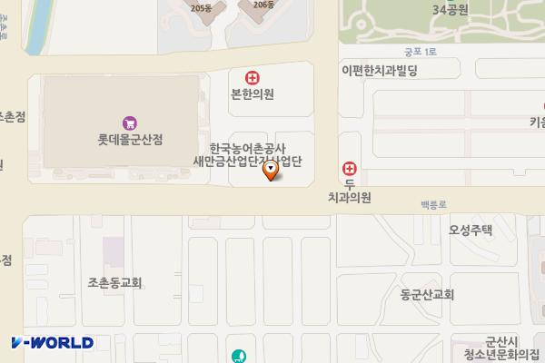 롯데몰 인근 공영주차장 위치 지도 — 전북특별자치도 군산시 조촌동 2-82