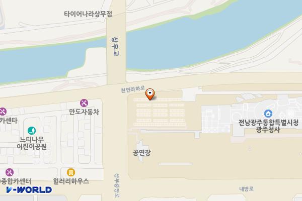 광주광역시청사 지상주차장 (급) 위치 지도 — 전남광주통합특별시 서구 내방로 111