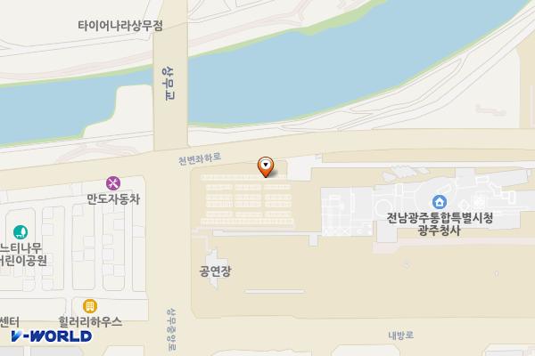 광주광역시청사 지상주차장 위치 지도 — 전남광주통합특별시 서구 내방로 111