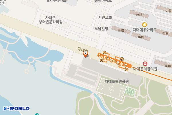 다대포해수욕장역 2번출구 위치 지도 — 부산광역시 사하구 다대로 지하692
