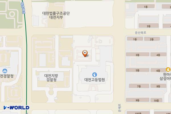 대전고등법원 별관 지상주차장 (급) 위치 지도 — 대전광역시 서구 둔산중로78번길 45