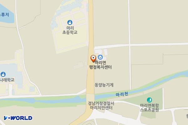 마리면행정복지센터 주차장 위치 지도 — 경상남도 거창군 마리면 빼재로 18