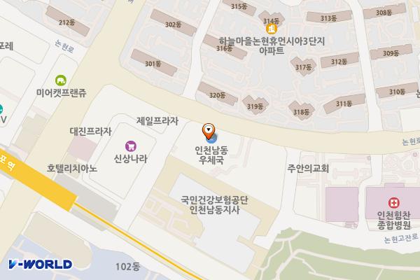 인천남동우체국 위치 지도 — 인천광역시 남동구 논현로46번길 7