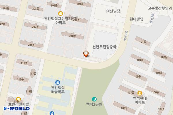 천안우체국 위치 지도 — 충청남도 천안시 서북구 백석3로 105