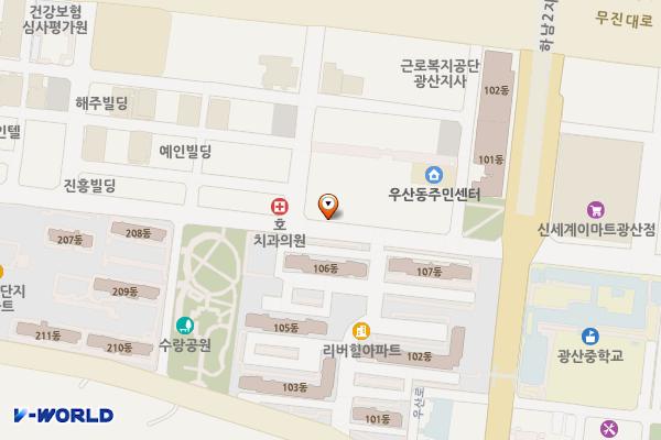 광주광산우체국 위치 지도 — 전남광주통합특별시 광산구 사암로171번길 32