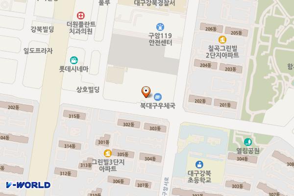 북대구우체국 (급) 위치 지도 — 대구광역시 북구 구암로65길 38