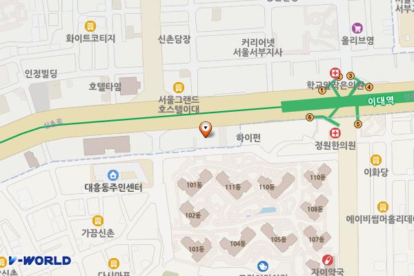 캠프21 오피스텔 지상1층 위치 지도 — 서울특별시 마포구 신촌로 162