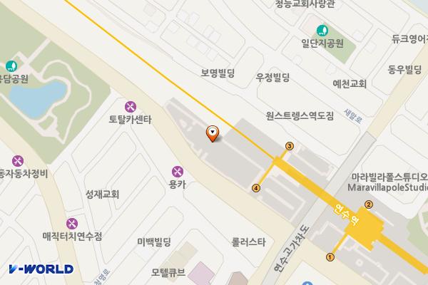 연수역 남부 공영주차장 (급) 위치 지도 — 인천광역시 연수구 청학동 466-1