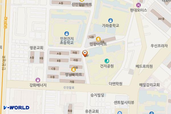 가재울꿈어린이도서관 위치 지도 — 인천광역시 서해구 건지로334번길 45