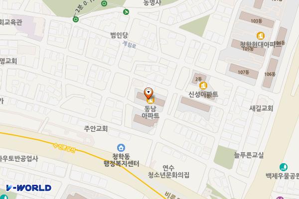 청학동 안골마을 주변주차장(행복한 부동산 앞) 위치 지도 — 인천광역시 연수구 청학로12번길 71