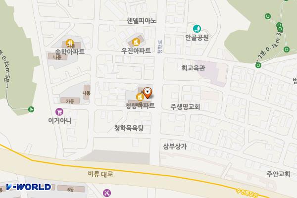 청학동 안골마을 주변주차장(청량아파트 A동 옆) 위치 지도 — 인천광역시 연수구 청학로 13