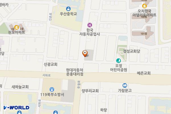 우산중학교 앞 공영주차장 (급) 위치 지도 — 전남광주통합특별시 북구 송월로40번길 1