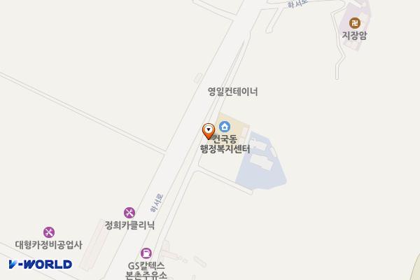 건국동 행정복지센터 (급) 위치 지도 — 전남광주통합특별시 북구 본촌마을길 25