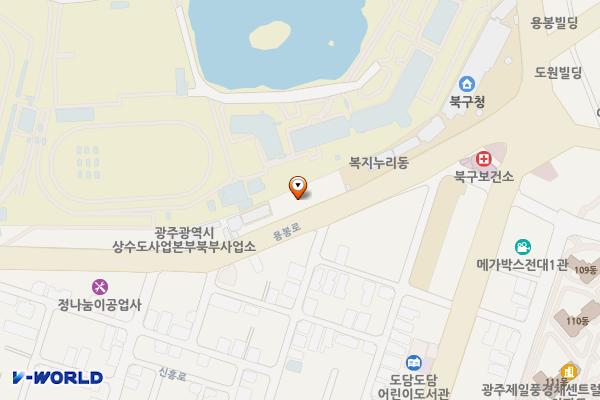 북구청 민원인주차장 (급) 위치 지도 — 전남광주통합특별시 북구 용봉동 243-6