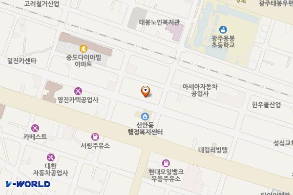 신안동 행정복지센터 위치 지도 — 전남광주통합특별시 북구 자산로 66