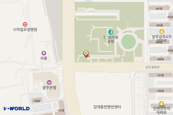 518자유공원 위치 지도 — 전남광주통합특별시 서구 상무평화로 13