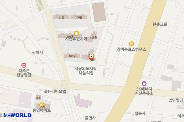 지산휴먼시아 앞 공영주차장 위치 지도 — 전남광주통합특별시 동구 지산동 672