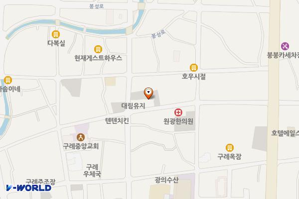 인정수퍼 주변 위치 지도 — 전남광주통합특별시 구례군 구례읍 봉북리 77-2