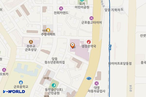 지샘병원 지상1층주차장 위치 지도 — 경기도 군포시 군포로 591