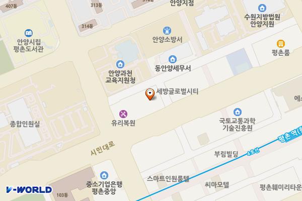 효성인텔리안오피스텔 위치 지도 — 경기도 안양시 동안구 시민대로 273