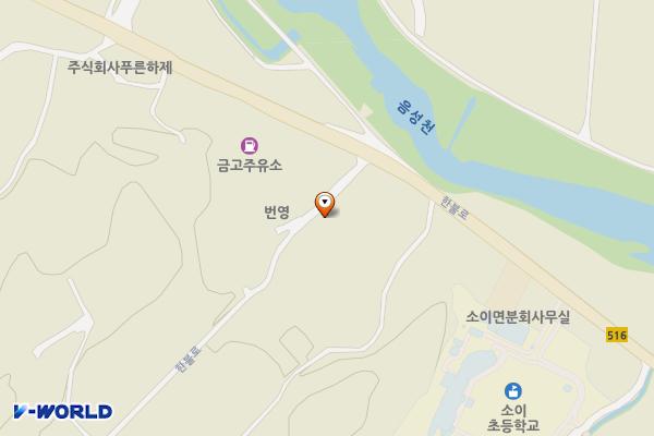소이소규모생활체육공원 위치 지도 — 충청북도 음성군 소이면 한불로 544-7