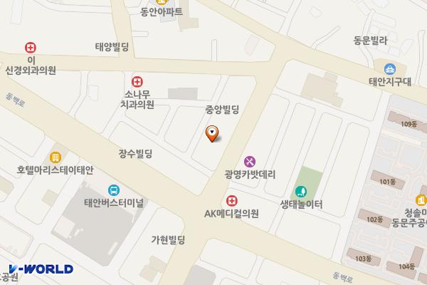 흑돼지 한 마리 앞 주차장 위치 지도 — 충청남도 태안군 태안읍 동문리 884-6
