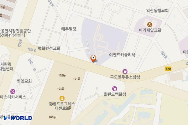 익산시올림픽기념국민생활관 위치 지도 — 전북특별자치도 익산시 선화로 255