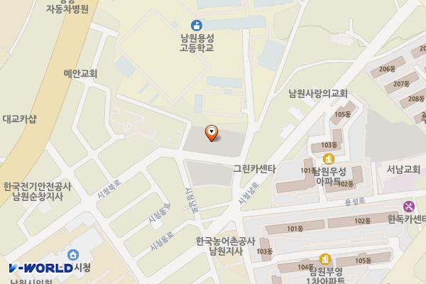 남원시청 제2주차장 위치 지도 — 전북특별자치도 남원시 시청북로 35