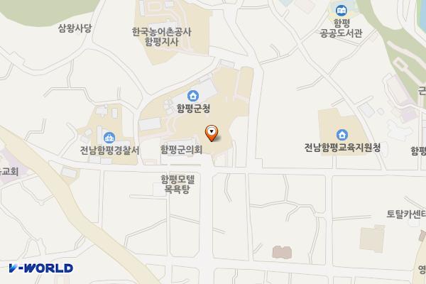 함평군청 실내주차장 주차타워 1층 위치 지도 — 전남광주통합특별시 함평군 함평읍 중앙길 200