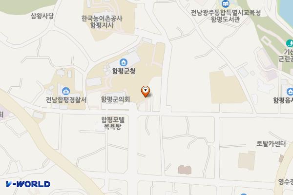 함평군청 실내주차장 주차타워 2층 위치 지도 — 전남광주통합특별시 함평군 함평읍 중앙길 200