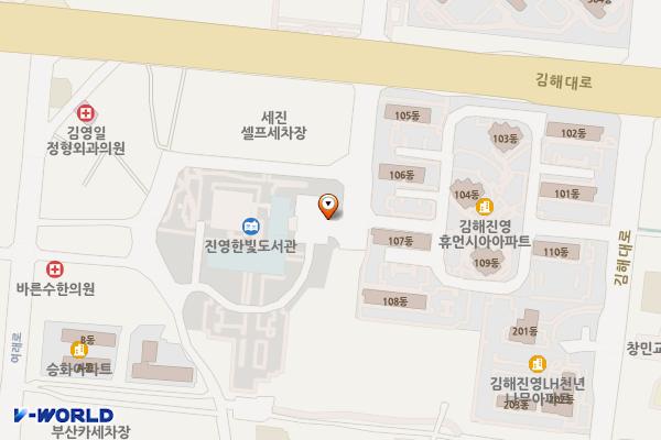 한빛도서관 위치 지도 — 경상남도 김해시 진영읍 김해대로 440