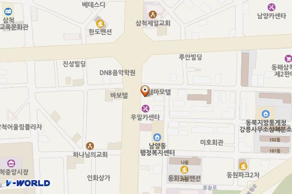 중앙로 주차장 위치 지도 — 강원특별자치도 삼척시 중앙로 226