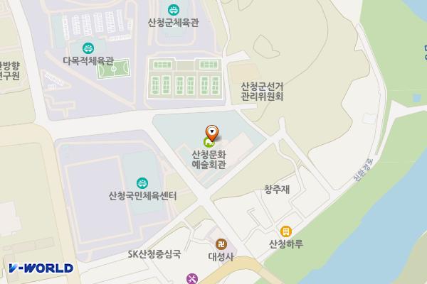 산청문화예술회관 (급) 위치 지도 — 경상남도 산청군 금서면 친환경로2631번길 12