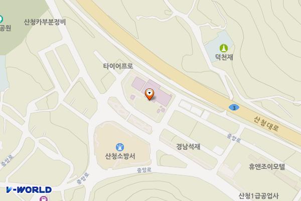 산청보건의료원 (급) 위치 지도 — 경상남도 산청군 산청읍 중앙로 97