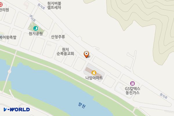 원지식당가 주변 공영주차장 (급) 위치 지도 — 경상남도 산청군 신안면 하정리 646