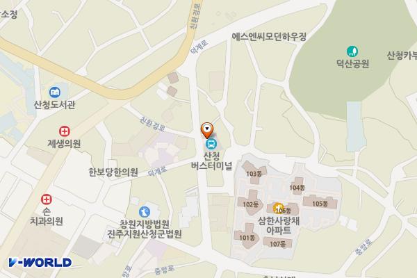 산청버스터미널 (급) 위치 지도 — 경상남도 산청군 산청읍 덕계로 16