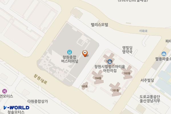 창원종합버스터미널 공영주차장 4F 위치 지도 — 경상남도 창원시 의창구 창원대로381번길 9, 창원종합버스터미널 (팔용동)