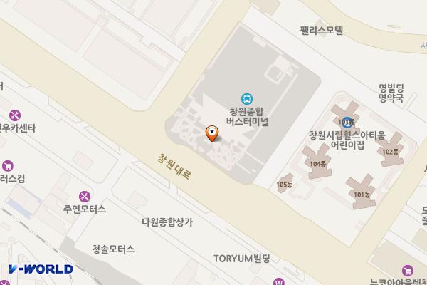 창원종합버스터미널 공영주차장 2F (급) 위치 지도 — 경상남도 창원시 의창구 창원대로 371, 창원종합버스터미널 (팔용동)