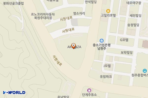 AK플라자 원주 위치 지도 — 강원특별자치도 원주시 봉화로 1