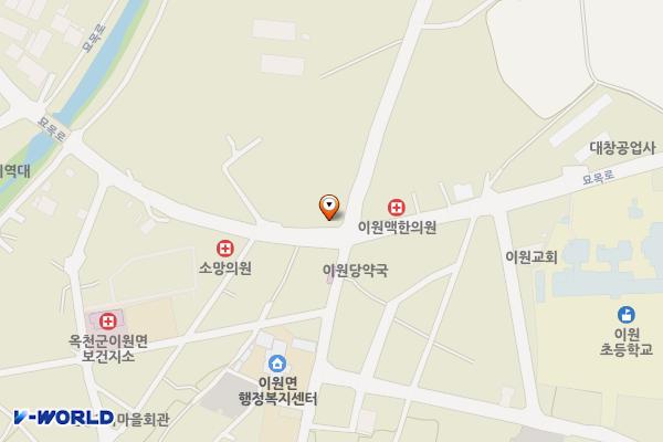 이원새마을금고급속 위치 지도 — 충청북도 옥천군 이원면 묘목로 122