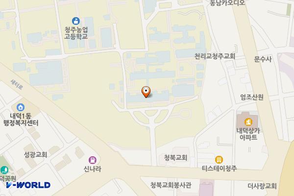 청주농업고등학교(ENH) 위치 지도 — 충청북도 청주시 청원구 내덕로 45