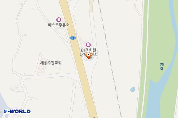 E1 세종조치원 전기차 충전소 위치 지도 — 세종특별자치시 조치원읍 세종로 2738