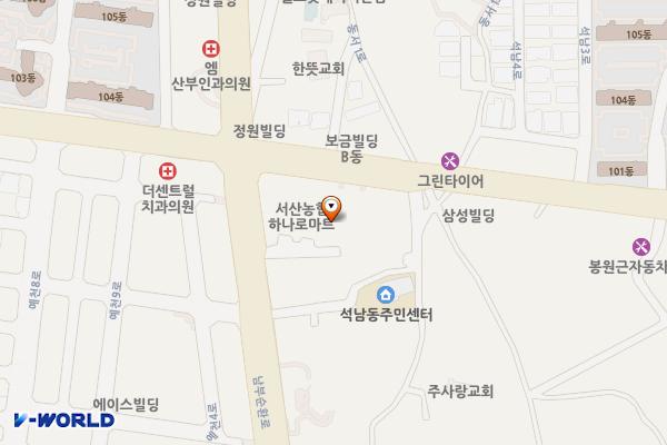 서산농협(본점) 위치 지도 — 충청남도 서산시 동서1로 157 (석남동 128)
