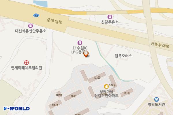 E1 용인상업시설 전기차충전소 위치 지도 — 경기도 용인시 기흥구 중부대로 248