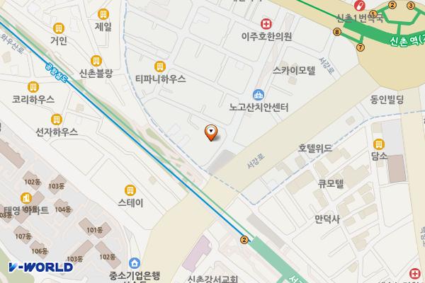 마포 맹그로브신촌(AMANO) 위치 지도 — 서울특별시 마포구 서강로 121