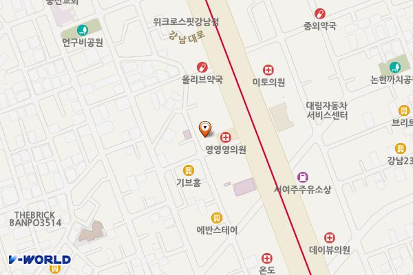 서초 하늘안과 급속충전소 위치 지도 — 서울특별시 서초구 강남대로 509